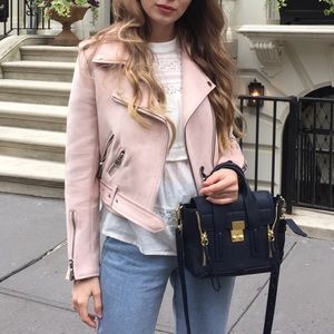 Zara blush suede moto jacket